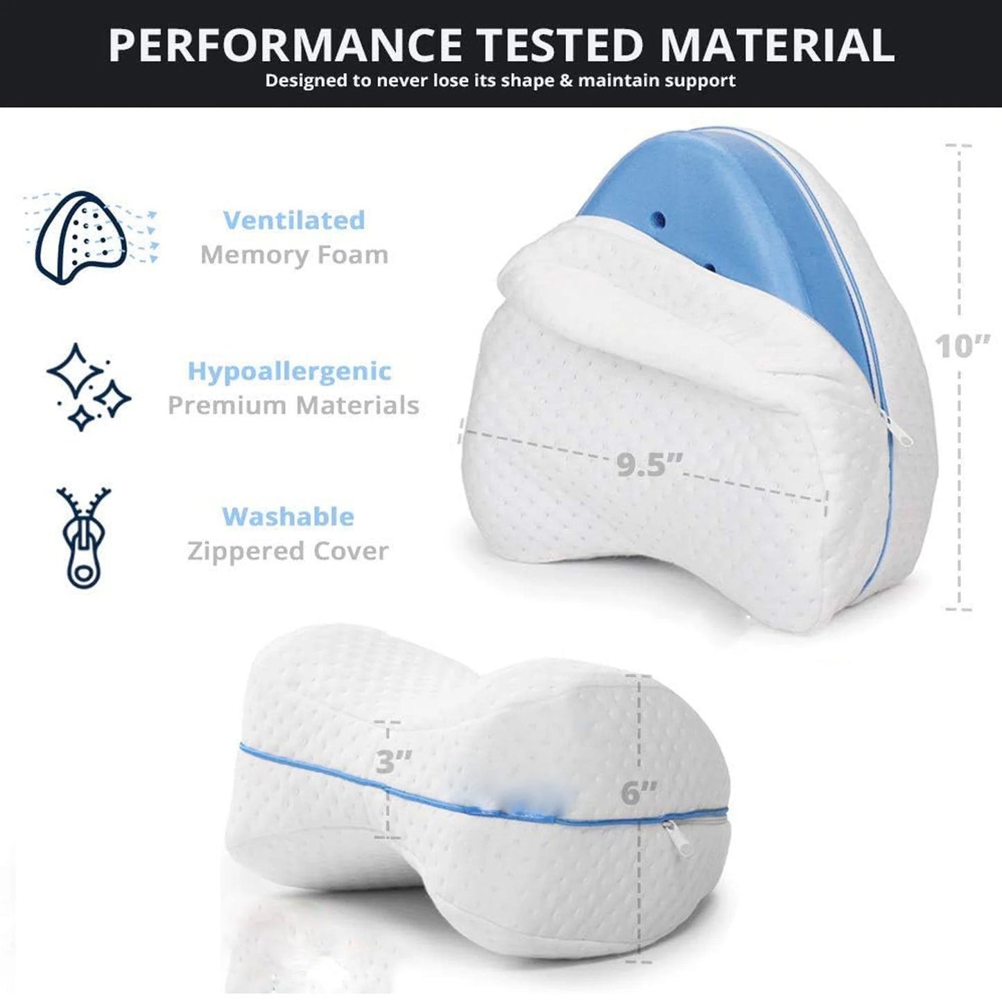 Legacy Leg & Knee Foam Support Pillow Soothing Comfort from Pain for Sciatica, Back, Hips, Knees, Joints